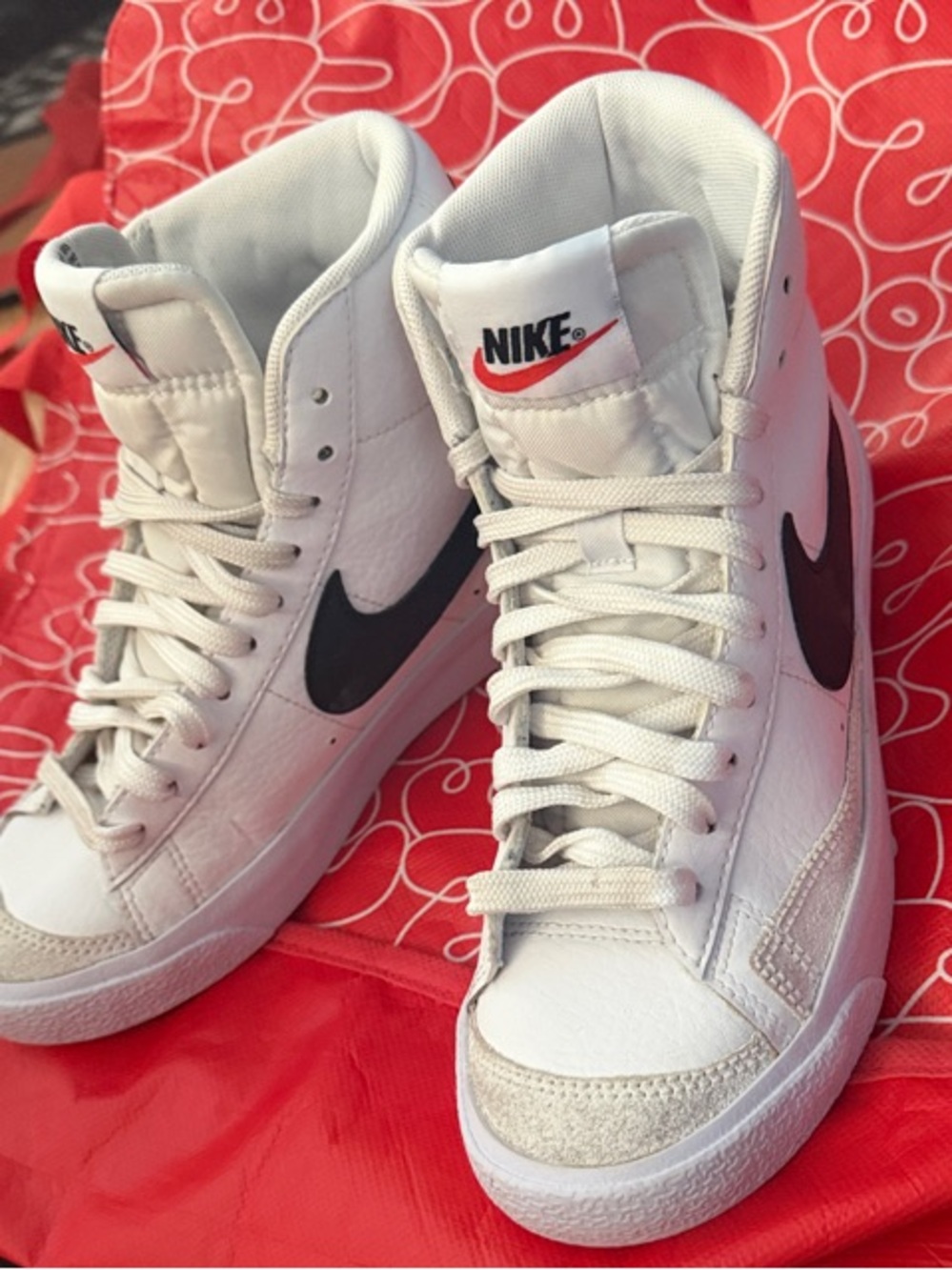 Nike White and Black High-Top Sneakers